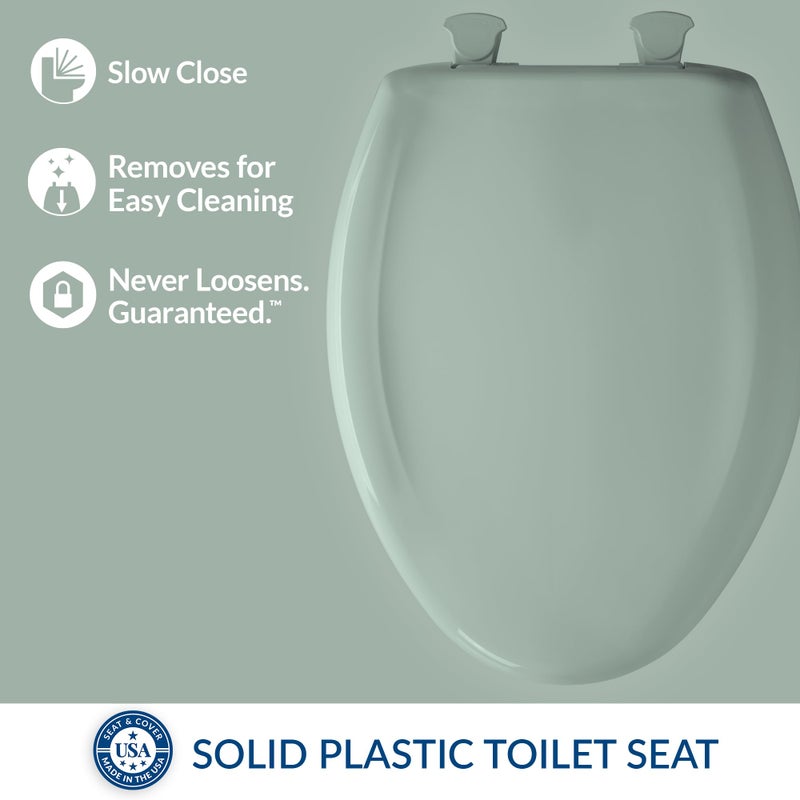Bemis Classic Colors Slow Close Toilet Seat, Easy Clean Hinges and Durable Plastic Seat, Made in USA, Elongated, Seafoam - Image 2